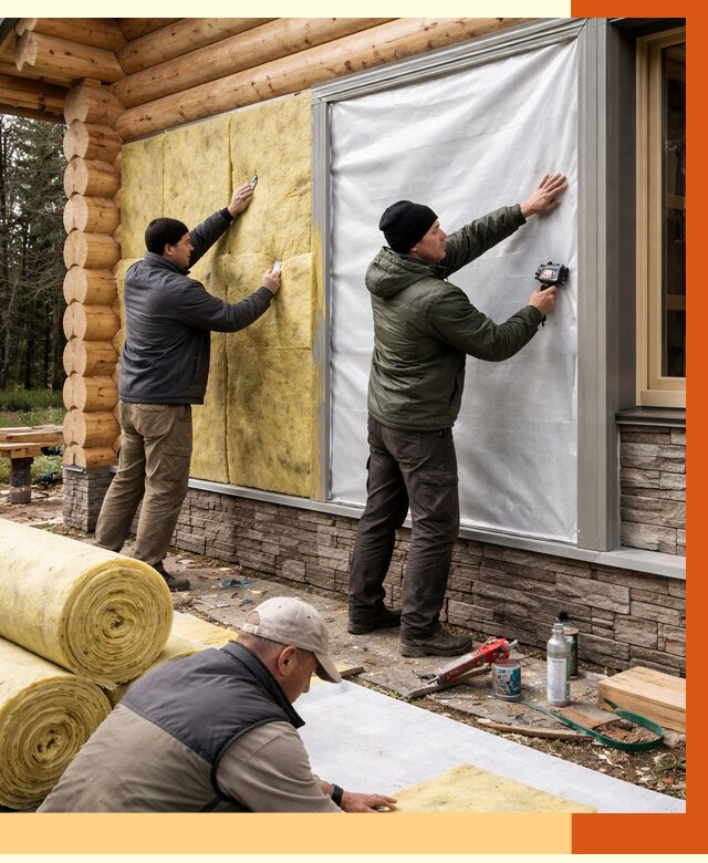 Утепление бревенчатого дома в Лесосибирске от 7967 руб/м2 — заказать под ключ | ТепломастерЛсс