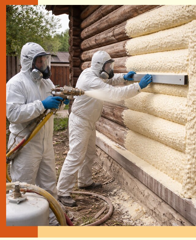 Утепление бревенчатого дома ППУ в Лесосибирске эффективной изоляцией