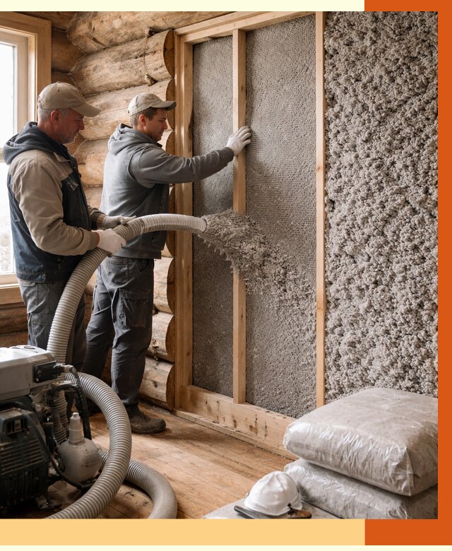 Утепление бревенчатого дома эковатой в Лесосибирске от 2864 руб. | ТепломастерЛсс