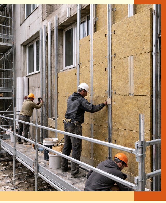 Утепление вентилируемого фасада в Лесосибирске от 5832 руб/м2 — монтаж и утепление вентфасад | ТепломастерЛсс