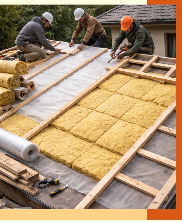 Утепление скатной крыши в Лесосибирске от 1302 руб./м2 под ключ | ТепломастерЛсс