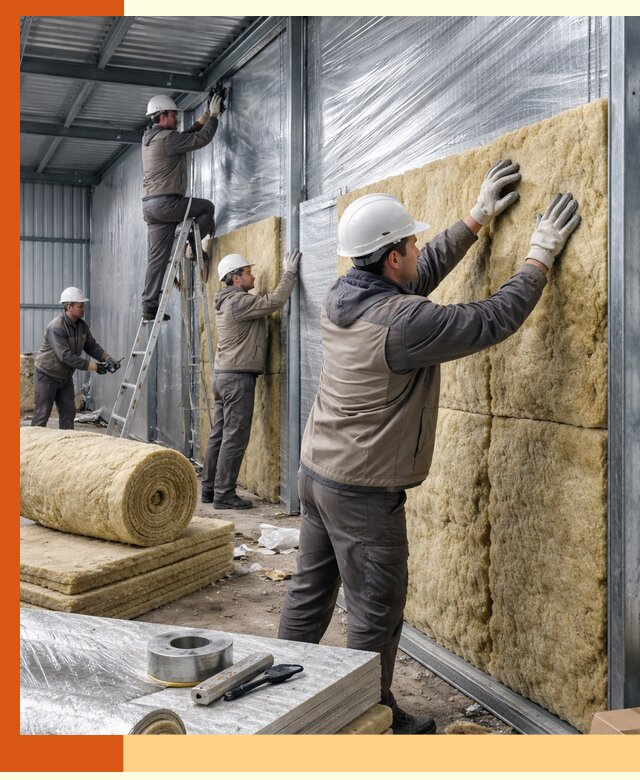 Утепление металлического склада в Лесосибирске: теплоизоляция и герметизация