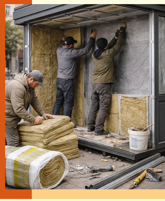 Утепление павильона шаурмы под ключ в Лесосибирске