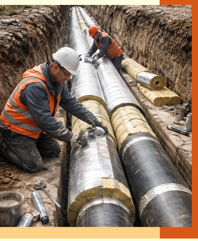 Утепление теплотрассы в Лесосибирске от 4687 руб./м2 — ппу и комплексная изоляция | ТепломастерЛсс