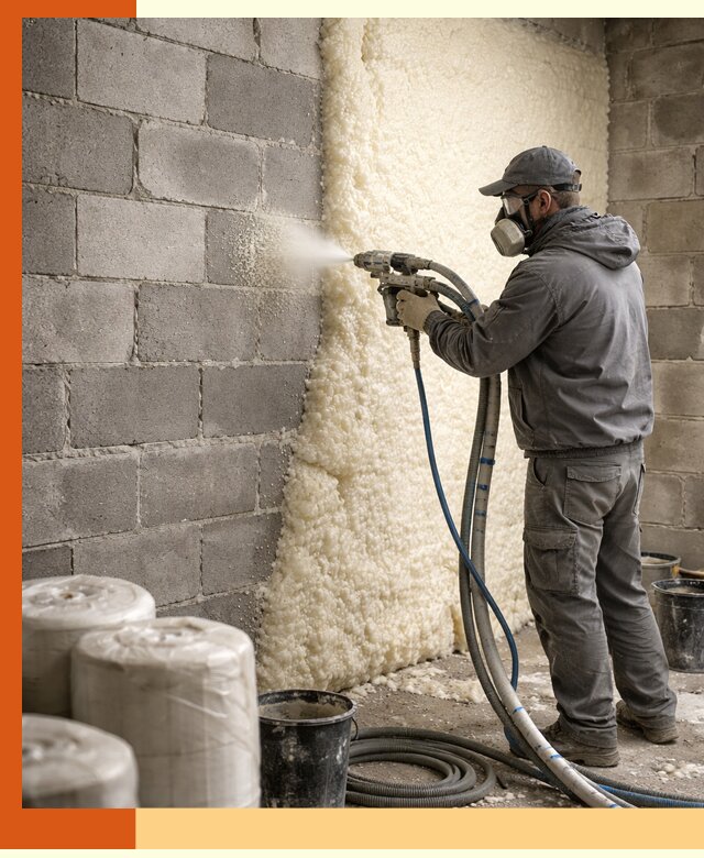 Утепление блочной стены ППУ в Лесосибирске качественно и надёжно