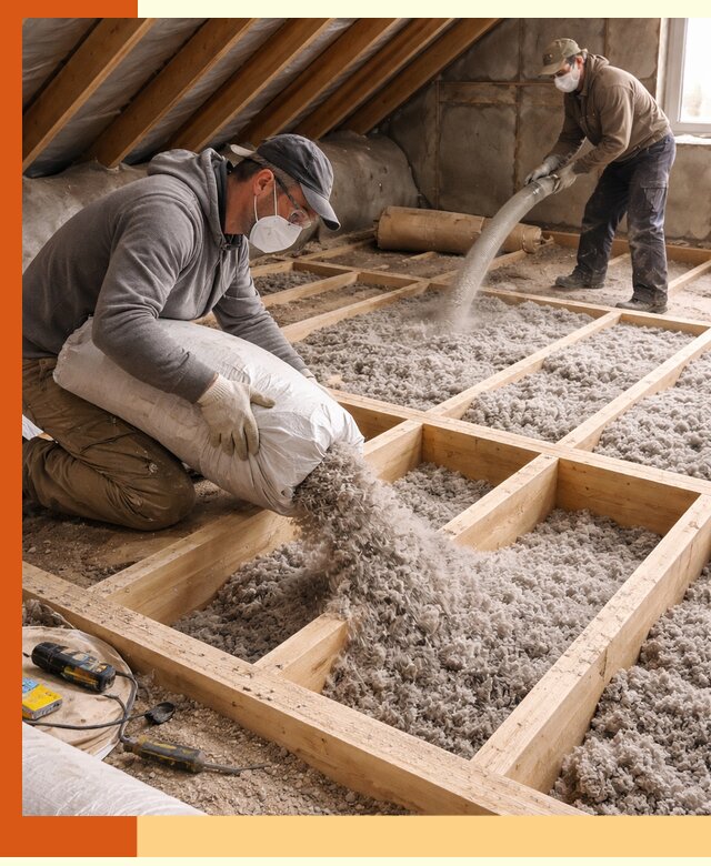 Заполнение полостей чердачного перекрытия в Лесосибирске качественно и надёжно