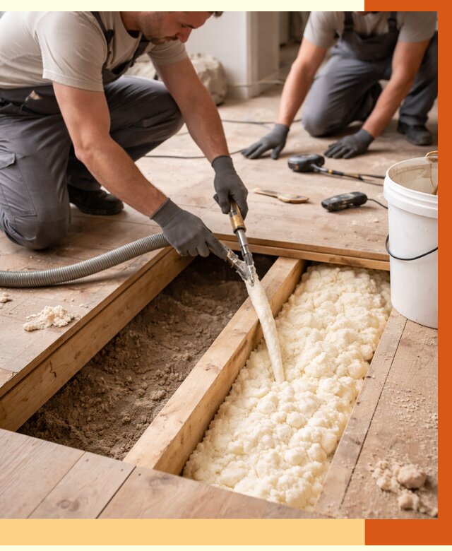 Заполнение пустот пола в Лесосибирске от 2812 руб. — утепление пустот пола под ключ | ТепломастерЛсс