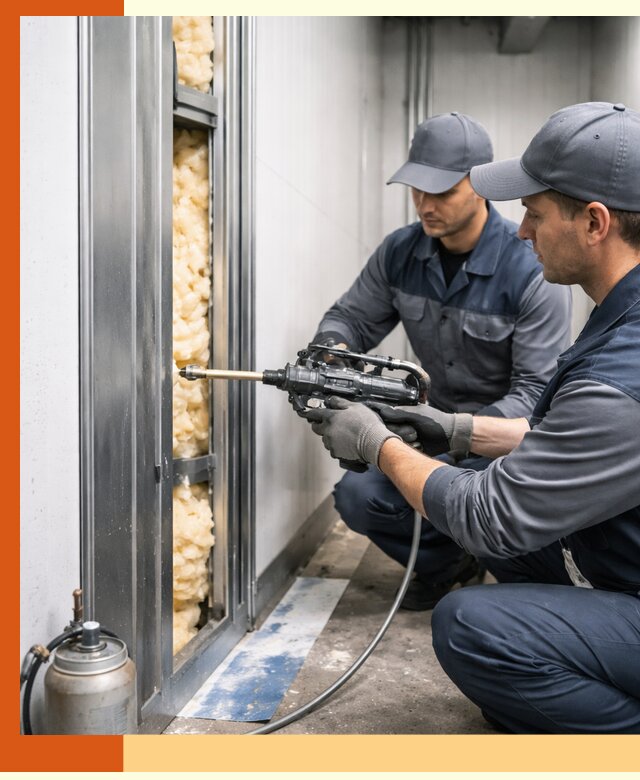 Заполнение пустот холодильных панелей в Лесосибирске специализированной пеной