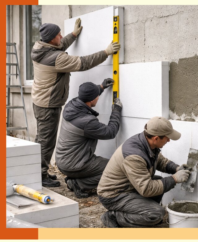 Утепление пенопластом наружных стен и фасадов в Лесосибирске