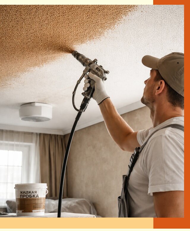 Утепление потолка жидкой пробкой в Лесосибирске от 3645 руб. | ТепломастерЛсс