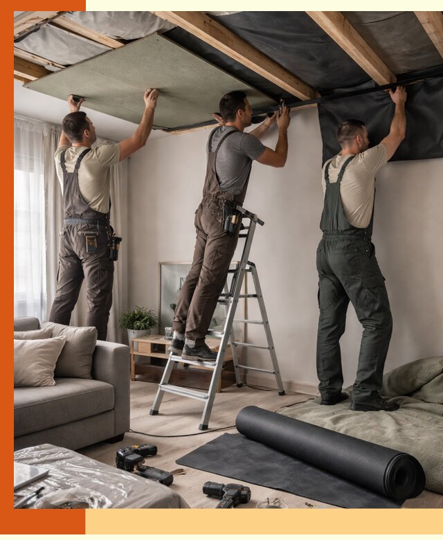 Шумоизоляция потолка в Лесосибирске — профессиональное устранение шумов