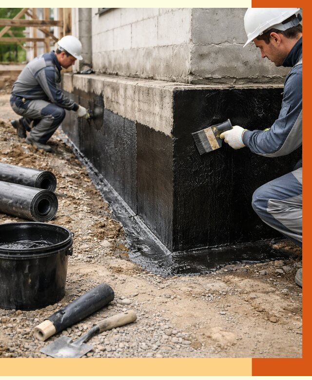 Гидроизоляция фундамента в Лесосибирске от 1302 руб. — профессионально, под ключ | ТепломастерЛсс