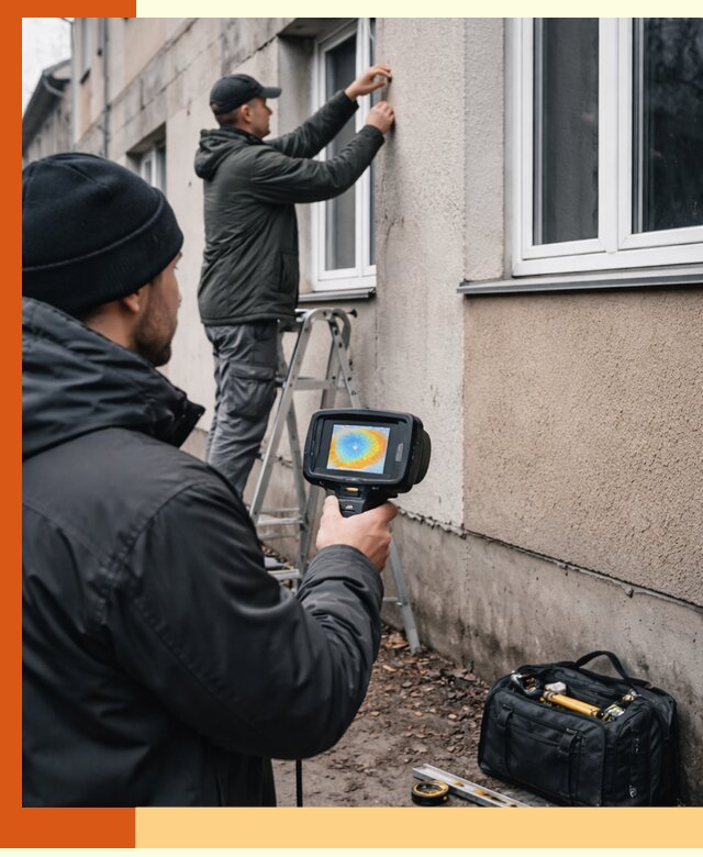 Тепловизионное обследование фасада в Лесосибирске для выявления дефектов