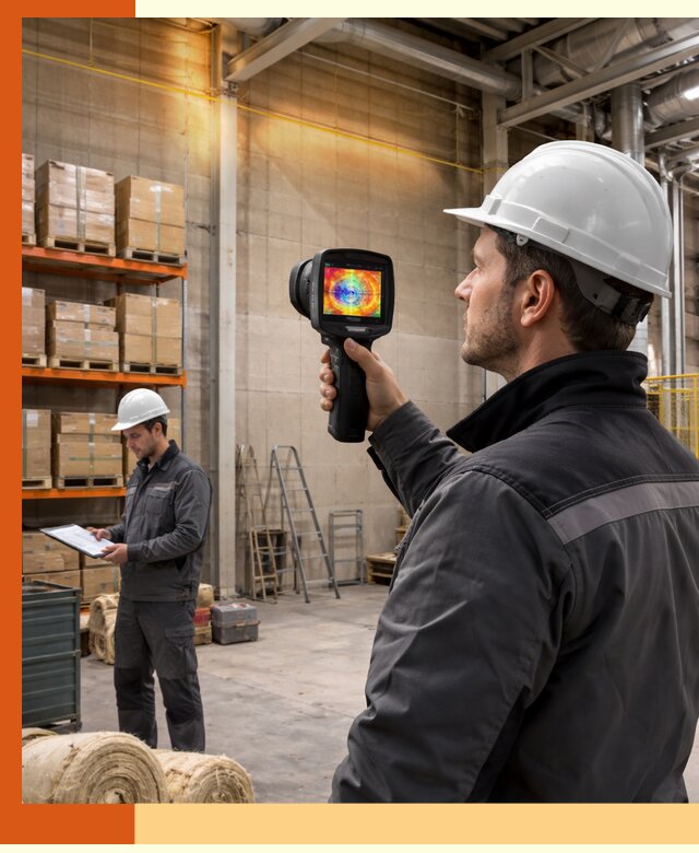 Тепловизионное обследование склада и выявление утечек в Лесосибирске