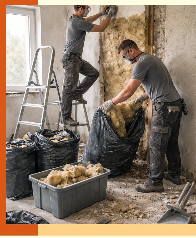 Демонтаж старого утеплителя и вывоз отходов в Лесосибирске