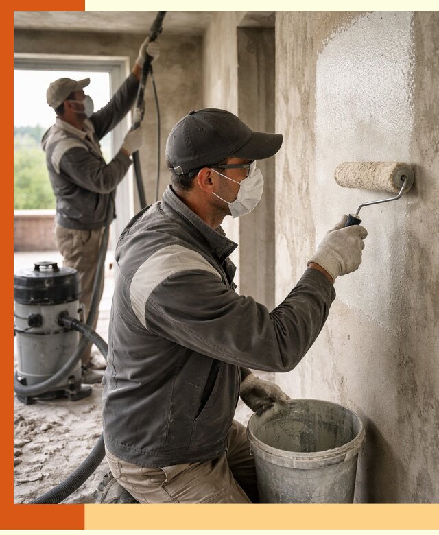 Подготовка поверхности под напыление утеплителя в Лесосибирске